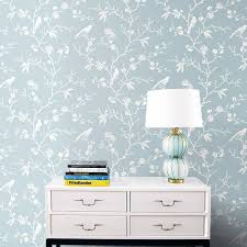 Murwall peacock wallpaper chinese peacock wall mural magnolia floral wall art flower wall decor chinese home decor asiatic wall painting cafe decor. Floral Wallpaper Chinoiserie Trail 570944 Flowers Birds Blue White Office Living Room