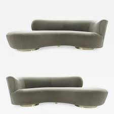 Sloane sectional sofa by vladimir kagan. Vladimir Kagan Set Of Opposing Serpentine Sofas In Grey Mohair By Vladimir Kagan