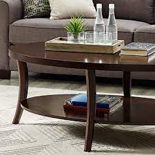 Roundhill Furniture Perth Contemporary Oval Coffee Table With Shelf Espresso Sale Coffee Tables Shop Buymorecoffee Com In 2020 Oval Coffee Tables Coffee Table With Shelf Oval Wood Coffee Table