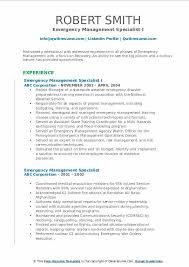 Chief of security/emergency management director (team leader) emergency management deputy director maintenance manager, district facilities services associate criminal behavior on _ campus has been resolved. Emergency Management Specialist Resume Samples Qwikresume