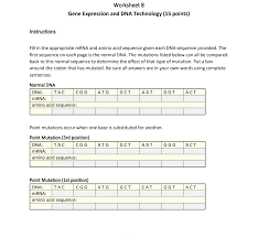 Chromosomal, conditional and gene mutations are some of the examples of different type of genetic mutations. Solved Worksheet 8 Gene Expression And Dna Technology 15 Chegg Com