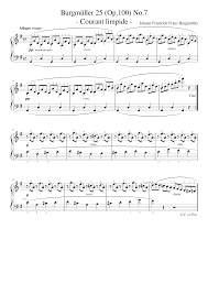 The pianist's library contains a wide range of sheet music from quite the selection of composers. Burgmuller 25 Op 100 No 7 Sheet Music For Piano Solo Download And Print In Pdf Or Midi Free Sheet Music For 25 Etudes Faciles Et Progressives Op 100 By Johann Friedrich Franz Burgmuller Musescore Com