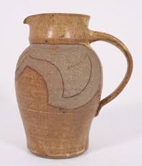 Art Studio Pottery Stoneware Rustic Vtg Farm 7.5” Pitcher Sun Mark Bottom  Signed