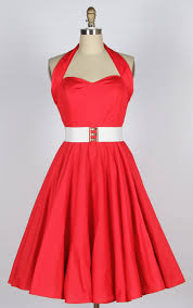 Halter Style With Belt Cotton Swing Dress Red Dress Swing Dance Dress