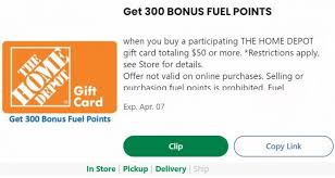 Here is a complete guide about home depot gift card balance and its usage. Expired Kroger Earn 300 Bonus Fuel Points When Buying 50 Home Depot Gift Card Gc Galore