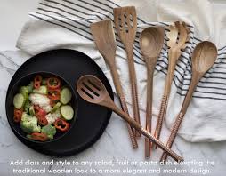 Country Kitchen 6 Piece Kitchen Utensil Set Cooking Utensil Set With Acacia Wooden Heads Andamp Stainle In 2020 Cooking Utensils Set Kitchen Utensil Set Utensil Set
