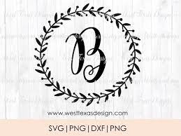 Download Monogram Wreath Letter Bfarmhouse Styleletter Wreath Etsy Monogram Printable Monogram Svg Monogram Wreath