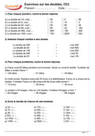 Les 9 fiches d'activités constitutives de ce fichier portent sur l'étude de la multiplication posée en ex n° 3 : Exercices Sur Les Doubles Ce2