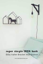 Spray paint the nickel plated steel arm of the alang. Simple Ikea Hack Ekby Valter Bracket Wall Sconce Creative Jewish Mom
