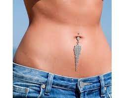 Silver Crystal Belly Button Ring Tassel Navel Piercing Bar Rhinestone Diamante Ebay