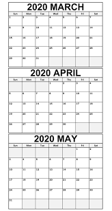 March To May Calendar 2020 Templates In 2020 Calendar Word Calendar Printables 3 Month Calendar