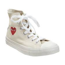 Black And White Striped Converse High Tops Play By Comme Des Garcons Chuck Taylor High Top At Barneys Com Chuck Taylors White High Top Sneakers Sneakers