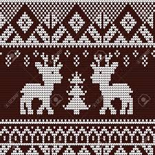 Knitted Seamless Pattern With Deer