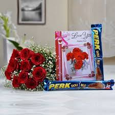 The fragrance of flowers and the delectable taste of the chocolates. Online Flower Delivery Rourkela Combo Flowers And Card In Rourkela