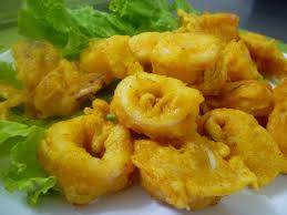 Selain menjual udang segar celup tepung dengan harga murah, serta memberikan minuman percuma, restoran ini juga menjual jika anda ke terengganu, dan melalui kawasan penarik sekitar permaisuri, bolehlah cari restoran trizai untuk mencuba udang celup tepung yang dijual rm10 untuk 45 ekor ini. Sotong Celup Tepung