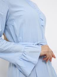 Blue Baby Blue Crew Neck Unlined Cotton Dress