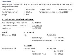 Contoh soal piutang wesel berbunga pada 25 januari 2019, pt flora menjual barang dagangan seharga rp 8.000.000 kepada pt amani dengan transaksi utang piutang biasa pada 2 februari 2019, pt flora dan pt amani sepakat bahwa utang piutang biasa akibat transaksi jual beli barang dagangan pada 24 januari 2016 diubah menjadi utang piutang wesel yang. Piutang Dagang Dan Piutang Wesel Ppt Download