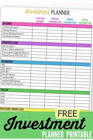Investment Plan Worksheet A Mom S Take Investing Financial Planning Planner