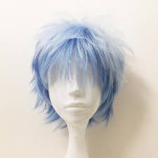 Depending on your colour palette, this look can be simple and subtle, or bold and in your. Men Blue White Two Tone Ombre Short Layers Hair Cosplay Anime Etsy