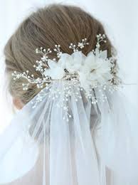 Ideas for greek wedding hairstyles with a rim. Anglacesmade Bridal Hair Comb Flower Hairpiece Wedding Veil Floral Headpiece Rhinestone Pearl Hair Accessories Hair Clip Wedding Jewelry For Women And Girls Amazon Co Uk Beauty