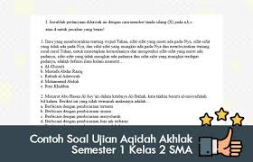 C atau d yang paling tepat dan benar. Contoh Soal Ujian Aqidah Akhlak Semester 1 Kelas 2 Sma Operator Sekolah