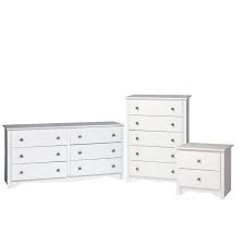 Crafted from solid and manufactured wood, it features a crisp white hue with delicate carved details. 3 Piece Set With Dresser Chest And Nightstand In White Walmart Com Walmart Com