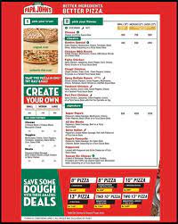 Papa Johns Pizza Menu Papa Johns Pizza Good Pizza Pizza Menu