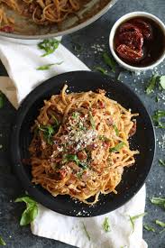 One Pot Lightened Up Creamy Sundried Tomato And Bacon Pasta Spices In My Dna