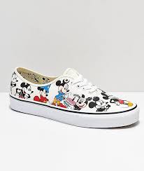 Disney By Vans Authentic Mickey S Birthday True White Skate Shoes Disney Vans Vans Authentic Disney Shoes