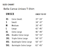 Bella Canvas T Shirt Size Chart Tea Nation Usa