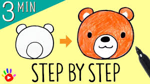 The most difficult steps are done. How To Draw A Bear Face Easy Slow Step By Step For Kids Drawing A Cute Baby Bear Okidokids Youtube