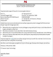 Kolom tanda tangan pemberi tugas dan penerima tugas. 21 Contoh Surat Pengalaman Kerja Simple Menarik Unik