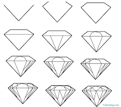 Black And White Gemstone Drawing Diamond Drawing Hand Made Time Cizimler Desenler Eskiz