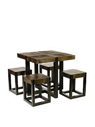 Foreign Affairs Rustic Square Dining Table With Four Stools Batavia Solid Wood At Myhabit Kursi Meja Makan Desain Furnitur Mebel