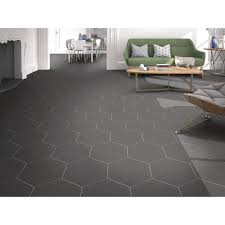 Opal Black Hexagon Porcelain Tile Black Floor Tiles Flooring Floor Decor