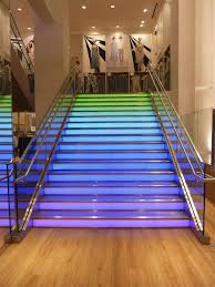 Led Stairs The Glass Stairs At Uniqlo At New York Change Colours All The Time Through Programmed Led S May Photo By Milou Stairs Colours Glass Stairs Stairs