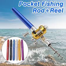 Walmart has a decent selection sometimes. 38 Portable Pocket Fish Pen Shape Fishing Pole Aluminum Alloy Mini Fishing Rod Pole Reel Combos 6 Colors Walmart Com Walmart Com