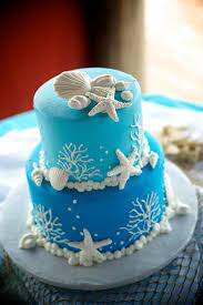 Light And Dark Blue Ocean Theme Wedding Cake Ocean Cakes Beach Theme Wedding Cakes Simple Wedding Cake