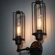 Vintage Wireless Double Tube Wall Lamp Indoor Bedroom Light Lamparas Applique Home Decoration Restaurant Iron Cage Retro Sconce Industrial Home Decor Olivia Decor Decor For Your Home And Office