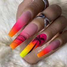 Nail Artist Youtuber On Instagram Tutorial Up On My Channel Link In Bio Highlighted Post Tropical Nails Long Acrylic Nails Makeup Nails Designs