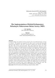 Pdf The Implementation Of British Parliamentary Debating In Mulawarman Debate Society Mds Indonesian Journal Of Efl And Linguistics Academia Edu