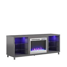 Shelves illuminate in 7 different colors. Dorel Lumina Fireplace Tv Stand For Tvs Up To 70 Graphite Gray The Home Depot Canada