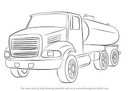 Extend a diagonal line from the top of the square. Learn How To Draw A Gasoline Truck Trucks Step By Step Drawing Tutorials