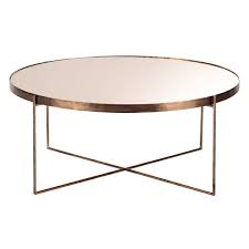 Table Basse Ronde Avec Miroir En Metal Cuivre Couchtisch Metall Couchtisch Rund Kupfer Couchtisch