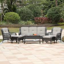 August Grove Garden City 6 Piece Rattan Sofa Set With Cushions Wayfair Outdoor Furniture Sets Conversation Set Patio Elegant Outdoor Furniture