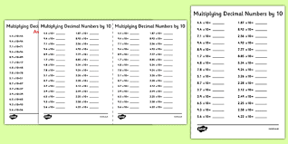 Multiplication worksheets for multiplication with decimals. Multiplying Decimals By 10 Worksheet A5 Worksheet