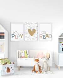 He'll become the envy of his especially when paired with funky wall art. Set Of Three Playroom Prints Printable Wall Art Lets Play Etsy In 2021 Kid Room Decor Kids Room Wall Art Playroom Decor
