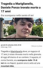 ⚫ Tragedia a Mariglianella, Daniele trovato morto a 17 anni