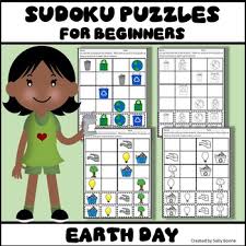 Each block of four, outlined by heavy lines must have one of each shape. Earth Day Sudoku Puzzles For Beginners By Sally Boone Tpt