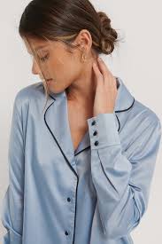 Piping Detail Night Shirt Blue Na Kdlounge Com